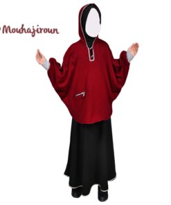 Poncho a capuche enfant bordeaux Mouhajiroun