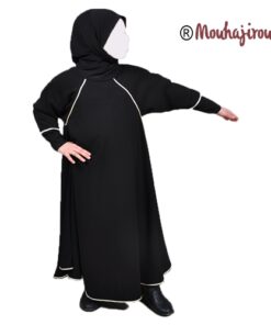 Abaya-hijab enfant noir-or Mouhajiroun