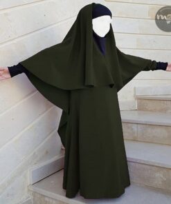 Robe et Khimar Oumayrah kaki Mouhajiroun
